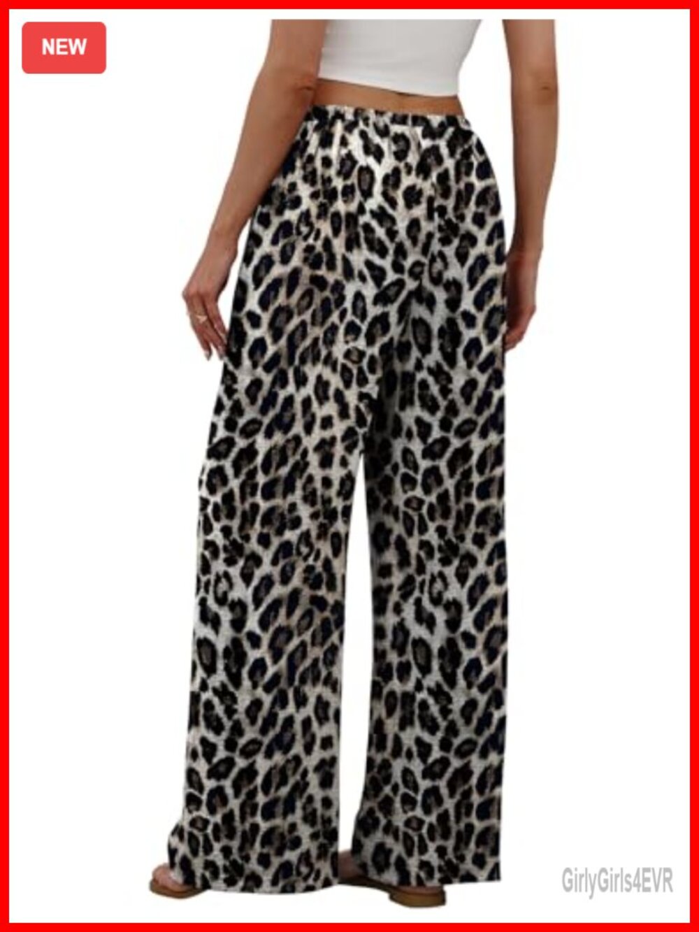 Wide Leg Pants Women Flowy Palazzo Drawstring Elastic Waist Pockets - Picture 4 of 6